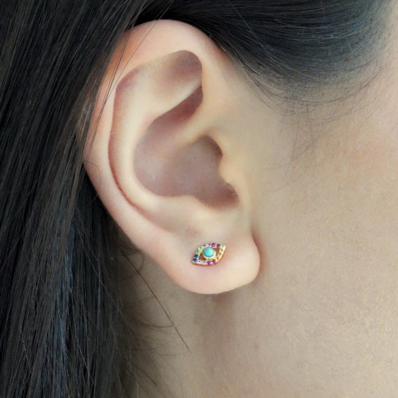 Rainbow Evil Eye Studs