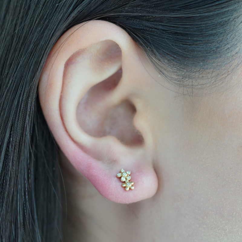 Flower Diamond Cluster Studs