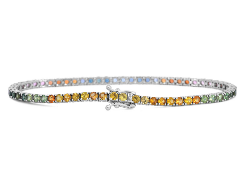 Multicolor Sapphire Gradient Tennis Bracelet