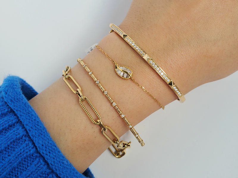 Gold & Diamond Bangle with Rockstuds Accents