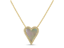 Load image into Gallery viewer, Mother of Pearl &amp; Diamond Heart Necklace
