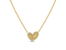 Load image into Gallery viewer, Mini diamond Fluted Heart Pendant Necklace
